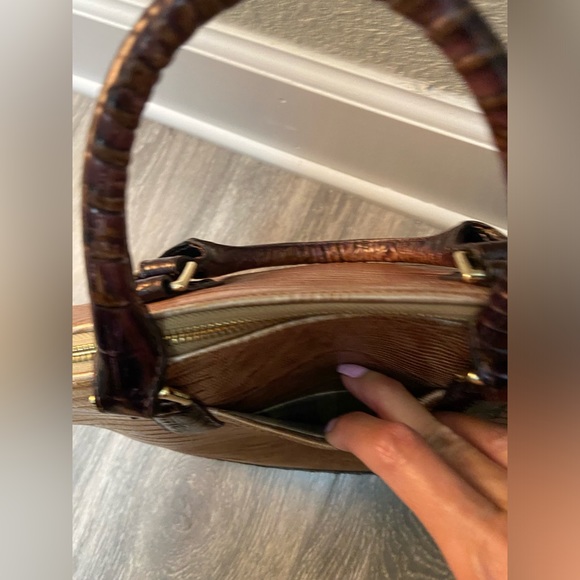 Brahmin Duxbury Satchel Medium Caramel Mocha & Brown Croc Embossed Leather - Picture 6 of 16